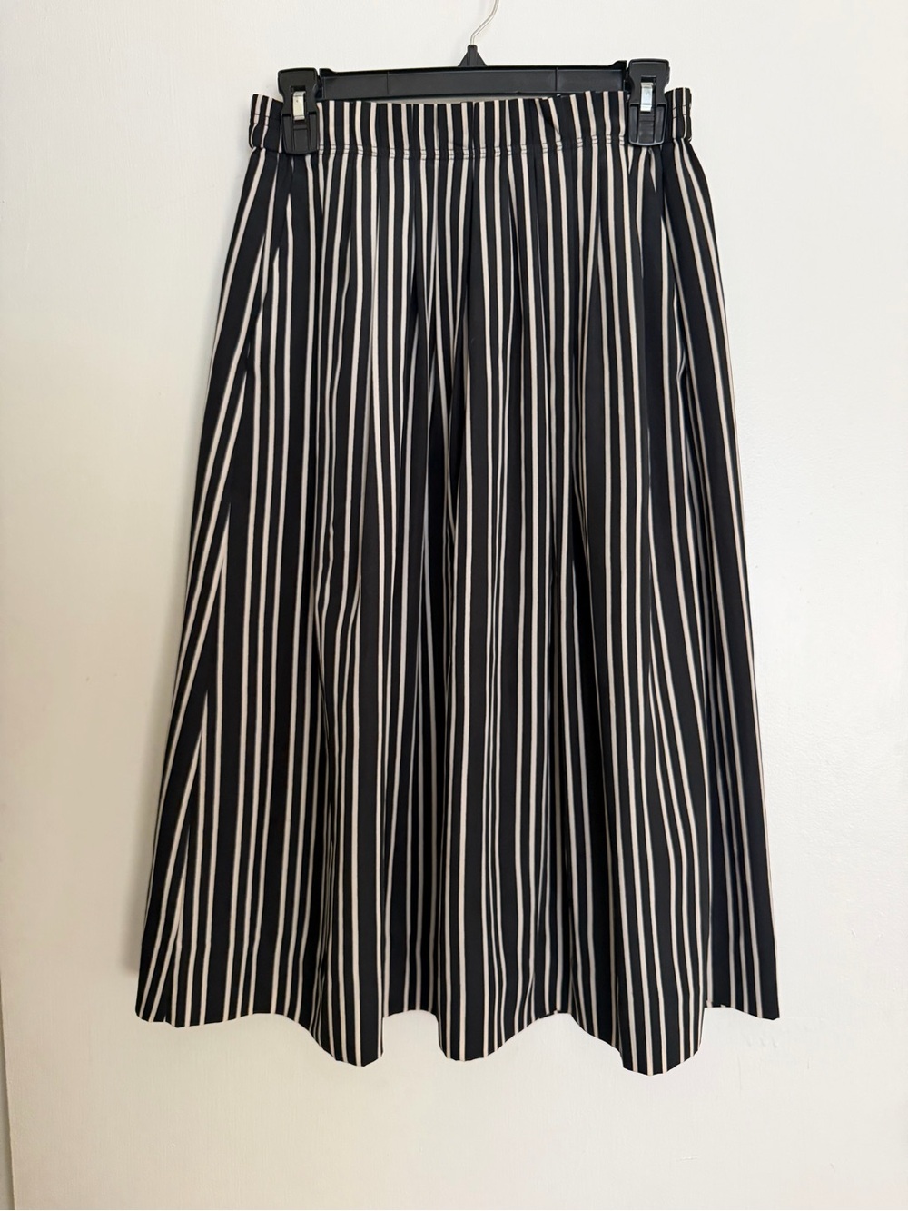 J. Crew Black and Cream Vertical Stripe A-Line Skirt